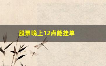 “股票晚上12点能挂单吗(股票晚上12点能挂单吗为什么)”/