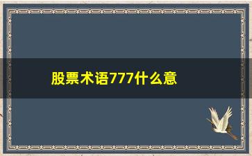 “股票术语777什么意思(股票术语777什么意思啊)”/