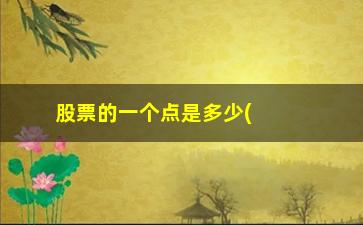 “股票的一个点是多少(股票一个点怎么算)”/