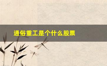 “通俗重工是个什么股票(通俗重工最新消息)”/