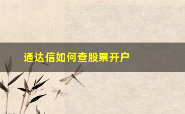 “通达信如何查股票开户时间(通达信如何看所有股票)”/