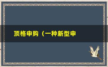 “顶格申购（一种新型申购方式的介绍）”/