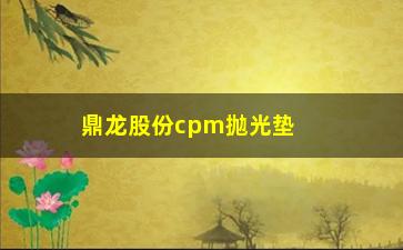 “鼎龙股份cpm抛光垫目前进展如何”/